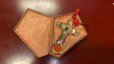 Reliquary - Relic Of The True Cross With Originaly Case en Rock Chrystal / Silver / Originally Sealed, Italy  18 th century