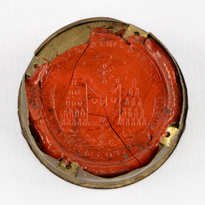 Reliquary - Relic Saint Casimir, King Of Poland.  en Brass / Glass / Wax Seal, Belgium  19 th century