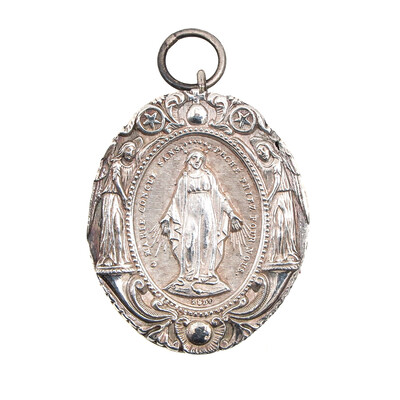 Reliquary - Relic St.  Bernadette Soubirous en Silver / Glass / Originally Sealed,