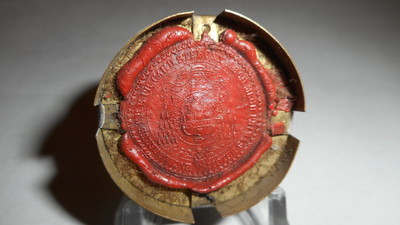 Reliquary - Relic St. Franciscus Ass. Ex Veste With Original Document en Brass / Glass / Wax Seal, Belgium 19 th century