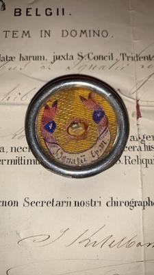 Reliquary - Relic St. Ignatius Of Loyola With Document Mechelen - Belgium 19th century ( anno 1876 )