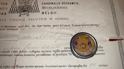 Reliquary - Relic St. Ignatius Of Loyola With Document Mechelen - Belgium 19th century ( anno 1876 )