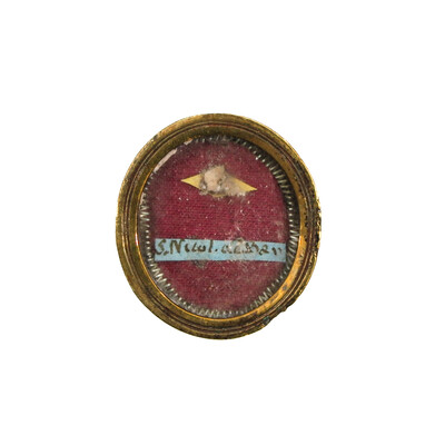 Reliquary - Relic St. Nicholas en Brass / Glass / Wax Seal, Italy  19 th century