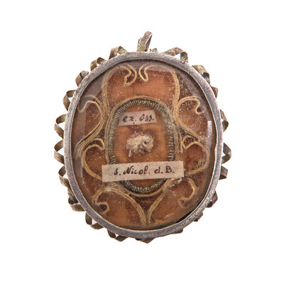 Reliquary - Relic St. Nicholas  en Silver / Glass / Originally Sealed, 18 th century