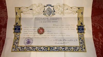 Reliquary - Relic St. Pius X. Ex Corpore With Document Roma - Italy 20th century