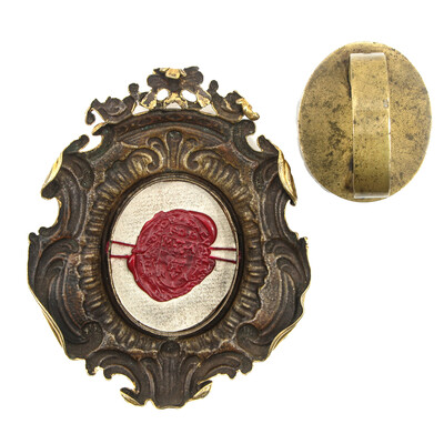 Reliquary - Relic True Cross  en Brass / Glass / Wax Seal, Italy  19 th century ( Anno 1840 )