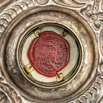 Reliquary - Relic True Cross  en Silver / Glass / Originally Sealed, Italy  19 th century