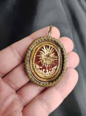 Reliquary - Relic True Cross en Brass / Glass / Wax Seal, Italy  19 th century