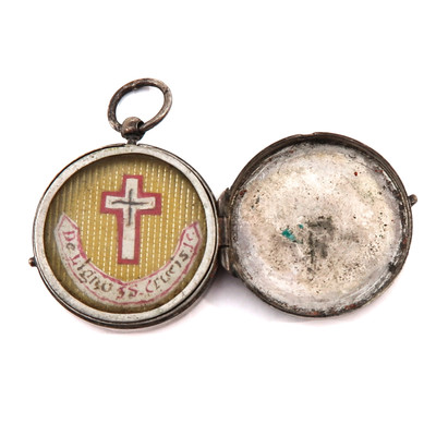 Reliquary - Relic True Cross  en Silver / Glass / Originally Sealed, Belgium  19 th century