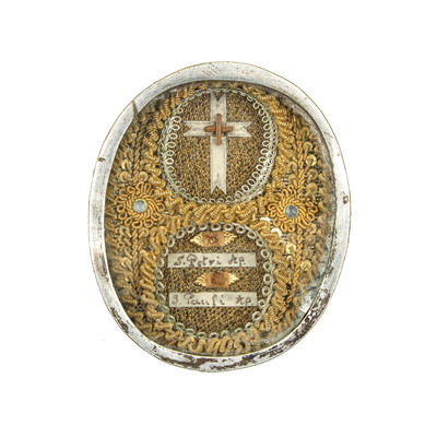 Reliquary - Relic True Cross & St. Peter And St. Paul en Silver / Glass / Originally Sealed, Italy  19 th century