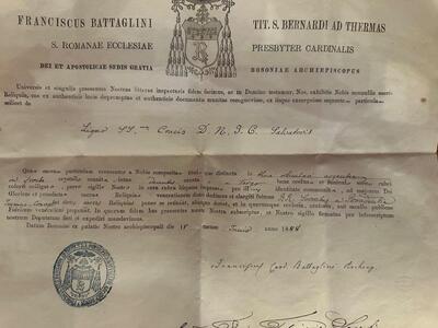 1  Reliquary - Relic True Cross With Document