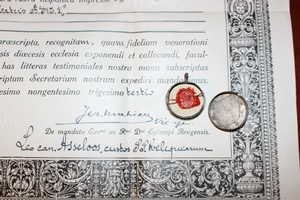 Reliquary - Relic With Original Document St. Anne Belgium 19th century