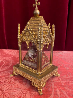 Reliquary - Relics Ss. Maximi Et Venerandi Et Soc. Mm. en Brass / Bronze, France 19 th century