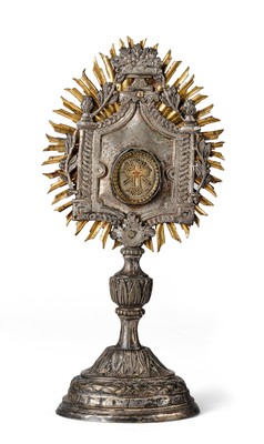 Reliquary - Relic True Cross  style Renaisance - Style en Brass / Glass, Italy  18 th century