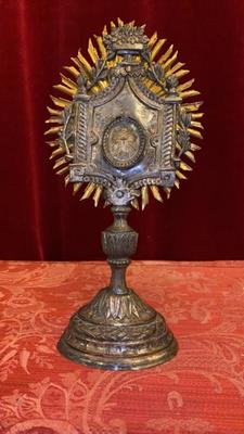 Reliquary - Relic True Cross  style Renaisance - Style en Brass / Glass, Italy  18 th century