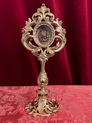 Reliquary - Relic Ex Ossibus St. Anne style Rococo - Style en Bronze / Polished and Varnished / Glass, France 19 th century