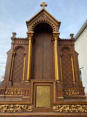 Altar style Romanesque en Oak wood / Gilt / Painted, France 20 th century ( Anno 1930 )