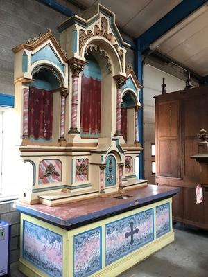 Altar style Romanesque en wood polychrome, 19th century ( anno 1880 )