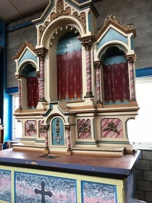 Altar style Romanesque en wood polychrome, 19th century ( anno 1880 )