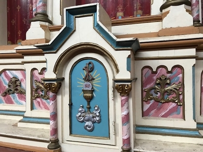 Altar style Romanesque en wood polychrome, 19th century ( anno 1880 )