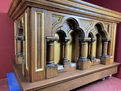 Altar All Sides Equal style Romanesque en Oak Wood, France 19th century ( anno 1870 )