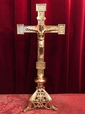 Altar - Cross style Romanesque en Full - Bronze - Polished and Varnished., France 19th century ( anno 1890 )