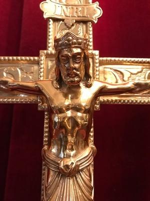 Altar - Cross style Romanesque en Full - Bronze - Polished and Varnished., France 19th century ( anno 1890 )