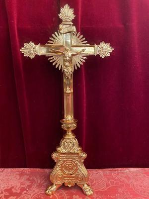 Altar - Cross style Romanesque en Bronze / Polished / New Varnished, France 19th century ( anno 1875 )