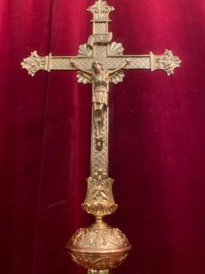 Altar - Cross style Romanesque en Bronze / Polished and Varnished, France 19 th century ( Anno 1890 )