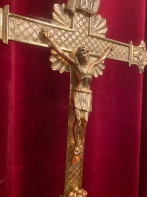 Altar - Cross style Romanesque en Bronze / Polished and Varnished, France 19 th century ( Anno 1890 )