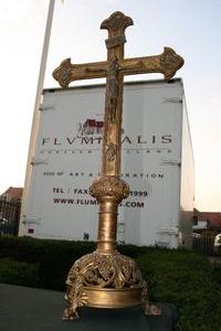 Altar - Cross style Romanesque en Brass / Bronze, France 19th century