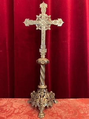 Altar - Cross style Romanesque en Bronze / Plated Silver / Polished Varnished, France 19th century