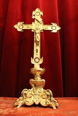 Altar - Cross style Romanesque en Bronze / Polished and Varnished, France 19th century