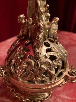 Censer Imaginations Of The 4 Evangelists On Top style Romanesque en Bronze / Polished and Varnished, France 19th century ( anno 1875 )