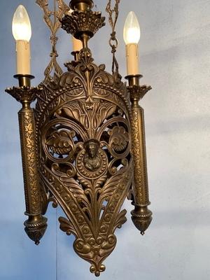 Chandelier style Romanesque en Bronze, France 19th century