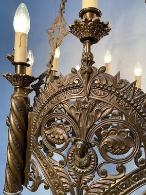 Chandelier style Romanesque en Bronze, France 19 th century