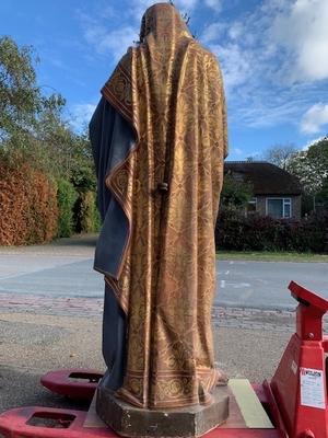 Exceptional Life Size St. Anne Statue. Weight 137 Kgs. style Romanesque en Terra-Cotta polychrome, France 19th century ( anno 1890 )