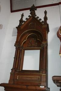 Large Chapel style Romanesque en Oak wood, Belgium 19th century