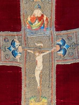 Part Of 15 Th Century Chasuble Marvellous Museal Art Piece ! style Romanesque en Fabric, Middle Rhine Germany 15th Century