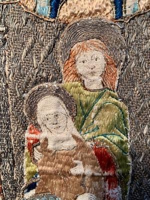 Part Of 15 Th Century Chasuble Marvellous Museal Art Piece ! style Romanesque en Fabric, Middle Rhine Germany 15th Century