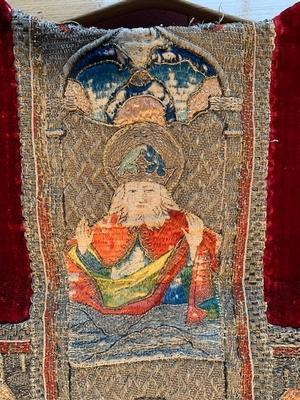 Part Of 15 Th Century Chasuble Marvellous Museal Art Piece ! style Romanesque en Fabric, Middle Rhine Germany 15th Century