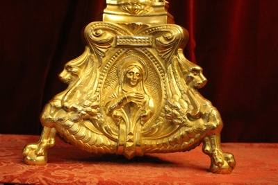 Pascal Candlestick Weight 10 Kgs ! Measures Without Pin style Romanesque en Bronze / Polished and Varnished, France 19th century