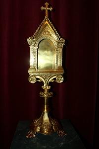 Reliquary style Romanesque en Brass / Bronze / Polished and Varnished, France 19th century