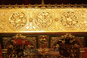 Reliquary Ex Ossibus St. Constancyi M. style Romanesque en Bronze / Gilt, France 17th / 19th Century