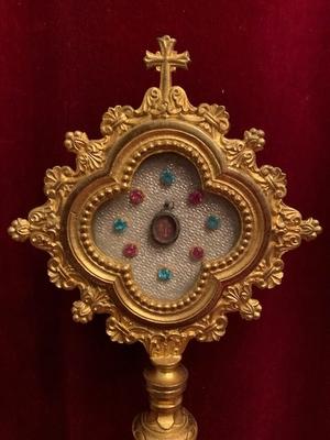 Reliquary Relic Of The True Cross style Romanesque en Bronze / Gilt, France 19th century ( anno 1875 )