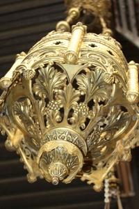 Sanctuary Lamp style Romanesque en Brass / Bronze, France 19th century