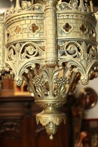 Sanctuary Lamp style Romanesque en Brass / Bronze, France 19th century