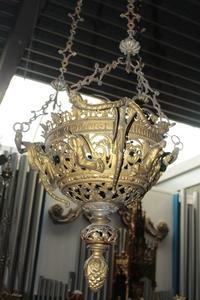 Sanctuary Lamp style Romanesque en Bronze, France 19th century