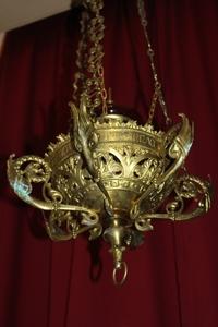 Sanctuary Lamp style Romanesque en Bronze / Gilt, France 19th century