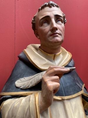 St. Dominic Statue style Romanesque en Terra-Cotta polychrome, France 19th century ( anno 1865 )